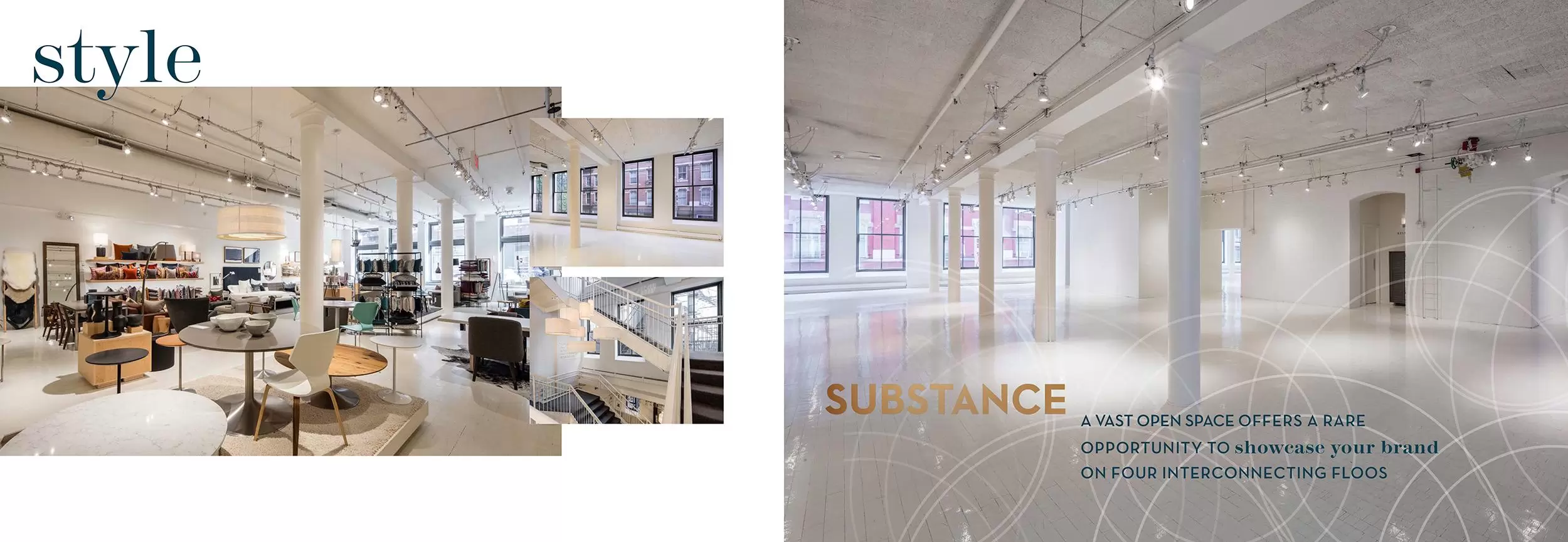 Modern office space with open layout, white interior, and minimalist design elements.