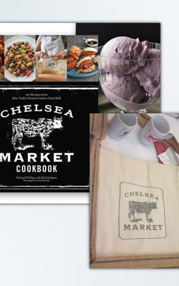 Two cookbooks side by side: "Cheese & Beer Market" with food photos and a vintage recipe book with handwritten notes.